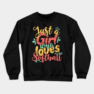 Just A Girl Who Loves Softball - Baseball Player Gift design Crewneck Sweatshirt